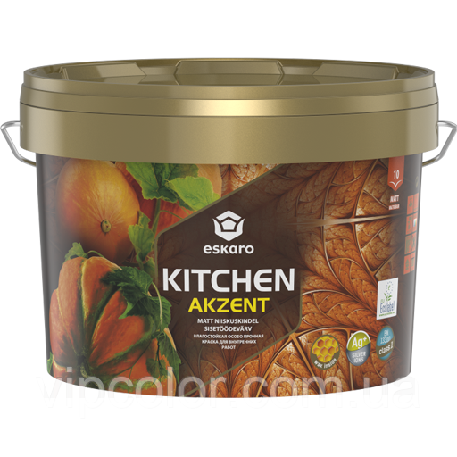 Eskaro AKZENT Kitchen TR 2,7 л Водоразбавимая фарба для стін і стель арт.4740381015304 Безбарвна