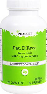 Vitacost Pau D 'Arco Inner Bark  кора мурашиного дерева 500 мг, 120 капсул