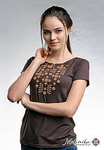 Стильна коричнева жіноча футболка із вишивкою «Зоряне сяйво» S, фото 3