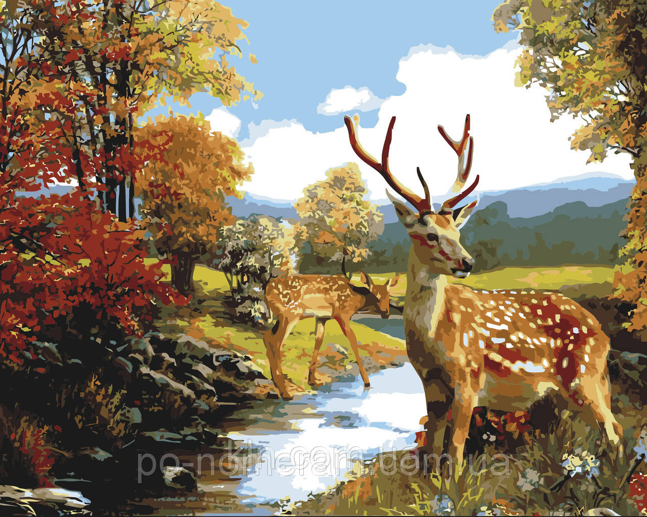 Картина за номерами Babylon Олені біля струмка MS117 40 х 50 см, фото 1