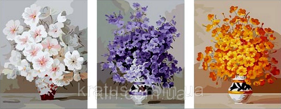 Картина за номерами Babylon Триптих. Ніжні квіти MS14030 50 х 150 см, фото 1