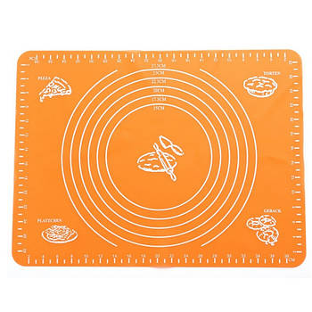 Силіконовий килимок 64х45 см для розкочування тіста, килимок для запікання, килимок для тесту з розміткою, помаранчевий