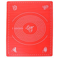 Силиконовый коврик 64х45см для раскатки теста, коврик для запекания, коврик для теста с разметкой, красный