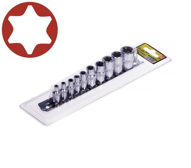 Набір головок 10пр TORX 1/4"-3/8" ALLOID НГЕ-418Б Е4-Е18