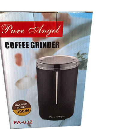 Компактна кавомолка PURE ANGEL PA-832 300 Вт електрична кавомолка чорний корпус, фото 2
