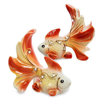 Набір із 2 порцелянових статуеток Золоті рибки VS-413