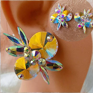 Сережки "Крістал 2" АВ, ручної роботи, скло