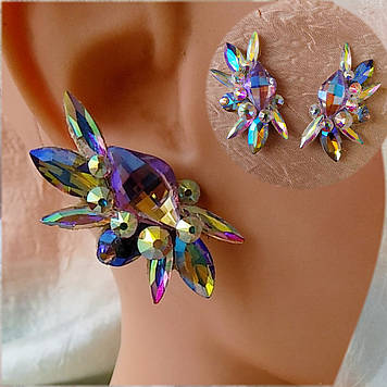 Сережки "Блюз" mix АВ, ручної роботи, скло