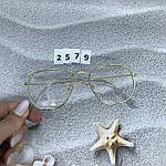 Іміджеві очки в золотистій оправі, не великого розміру, фото 7