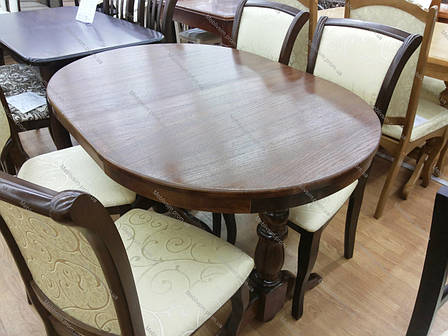 Стіл овальний розкладний на двох ніжках для кухні і вітальні Говерла 2 Мікс меблі, колір темний горіх, фото 1