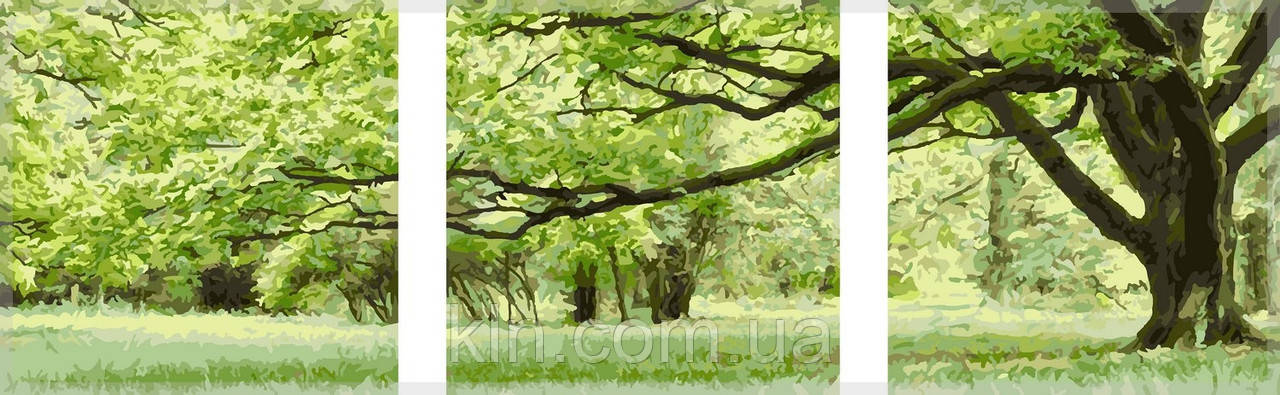 Картина за номерами Babylon Триптих. Зелене дерево MS14057 50 х 150 см, фото 1