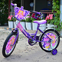 Детский велосипед Azimut ПРИНЦЕССА 20" дюймов с корзинкой Фиолетовый