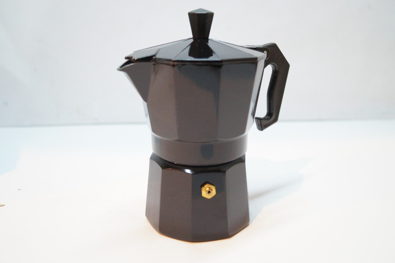 Зручна гейзерна кавоварка Domotec DT-2709 на 9 чашок чорна кавоварка для меленої кави