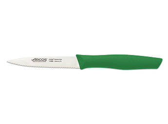 Ніж для чищення зубчастий Nova зелена ручка 100 мм