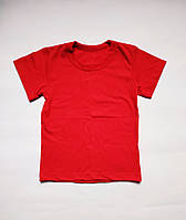 Детская однотонная красная футболка 2,3,4,5,6,7,8,9,10,11,12,13,14,15 лет 22(74\80)