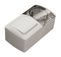 Вимикач + Розетка із заземленням і кришкою комбі пило-вологозахищена EL-Bi Єва 0505