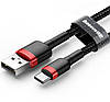 USB кабель Baseus Cafule Cable USB to USB Type-C 2m - Black/Red, фото 2