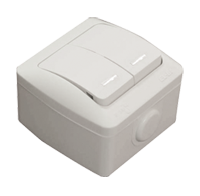 Вимикач подвійний з підсвіткою пило-волого захист EL-Bi Єва, 0513