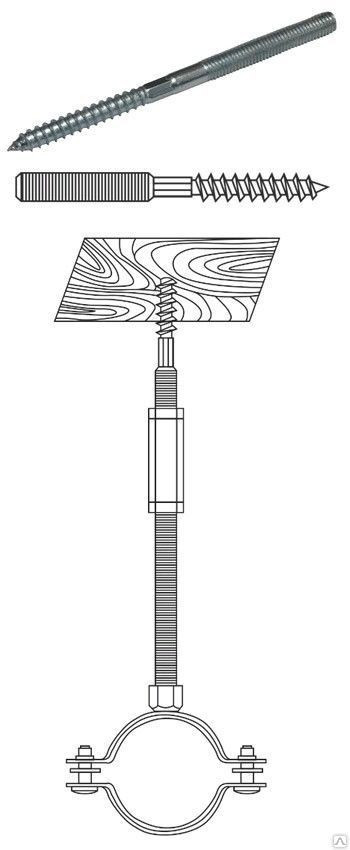 Винт-шуруп комбинированный (шпилька сантехническая) 10х250 (25 шт/уп ...
