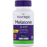 Natrol, Мелатонін швидкорозчинний зі смаком полуниці, 10 мг, 60 таблеток