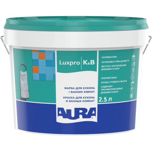 Aura Luxpro K&B Біла 5 л напівматова фарба для кухонь і ванних кімнат арт.4820166521661