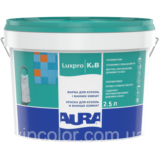 Aura Luxpro K&B Біла 5 л напівматова фарба для кухонь і ванних кімнат арт.4820166521661