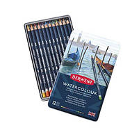 Набір акварельних олівців Derwent WaterColour 12 кольорів металевий пенал