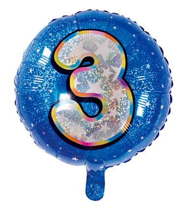 Фольговані кулі круглі "3". Колір: Синій. Діаметр: 18"(45 см)