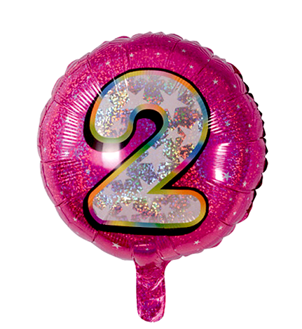 Фольговані кулі круглі "2". Колір: Рожевий. Діаметр: 18"(45 см)