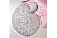 Стеганый коврик и подушка: Набор Листочек светло-серый