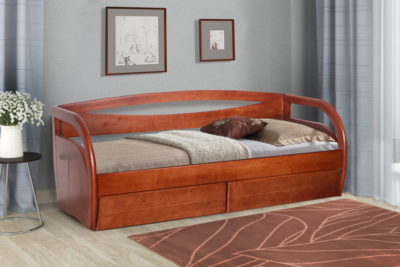 Ліжко підліткове Баварія 80-200 см з ящиками (яблуня)