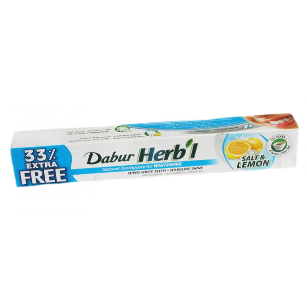 Зубна паста вибілювальна Дабур Хербал Сіль і Лимон, «Dabur Herb'l Salt & Lemon», 80 г, фото 1
