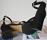 Mia style! Класичні літні жіночі чорні замшеві босоніжки на підборах 6, 5 см, фото 8