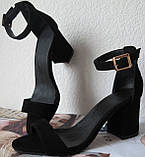 Mia style! Класичні літні жіночі чорні замшеві босоніжки на підборах 6, 5 см, фото 7