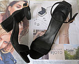 Mia style! Класичні літні жіночі чорні замшеві босоніжки на підборах 6, 5 см, фото 3