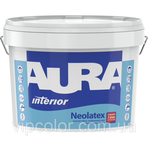 Aura Neolatex 10 л, зносостійка біла фарба для стін і стель арт.4820166525737