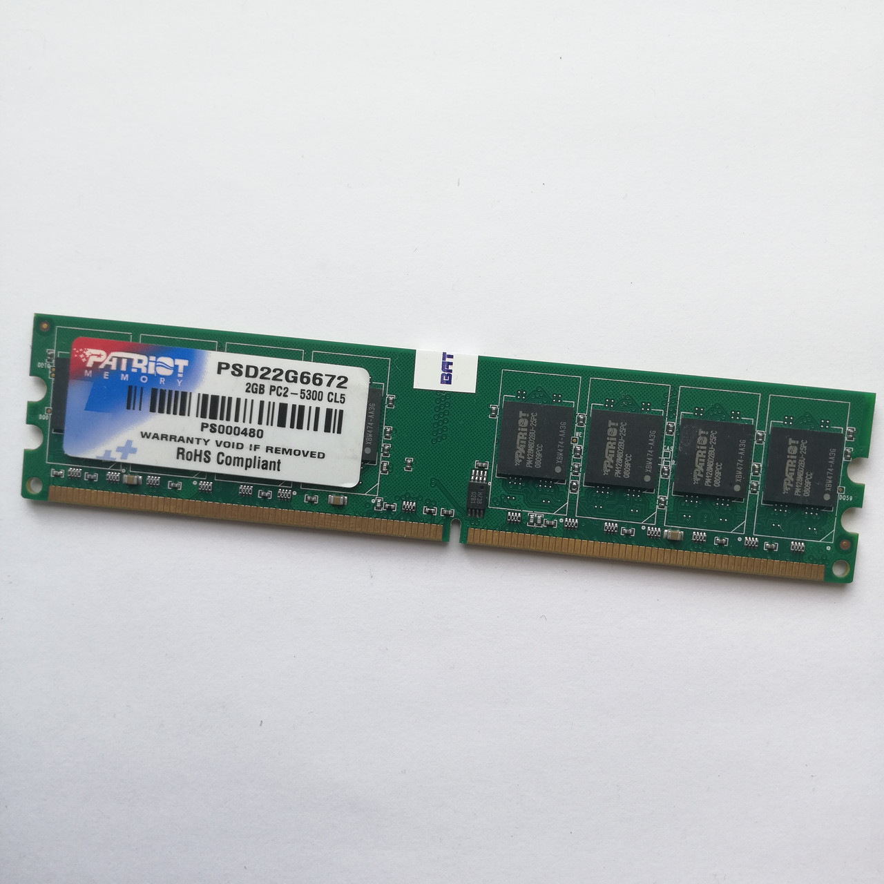 Оперативная память Patriot DDR2 2Gb 667MHz PC2 5300U CL5 (PSD22G6672) Б/У