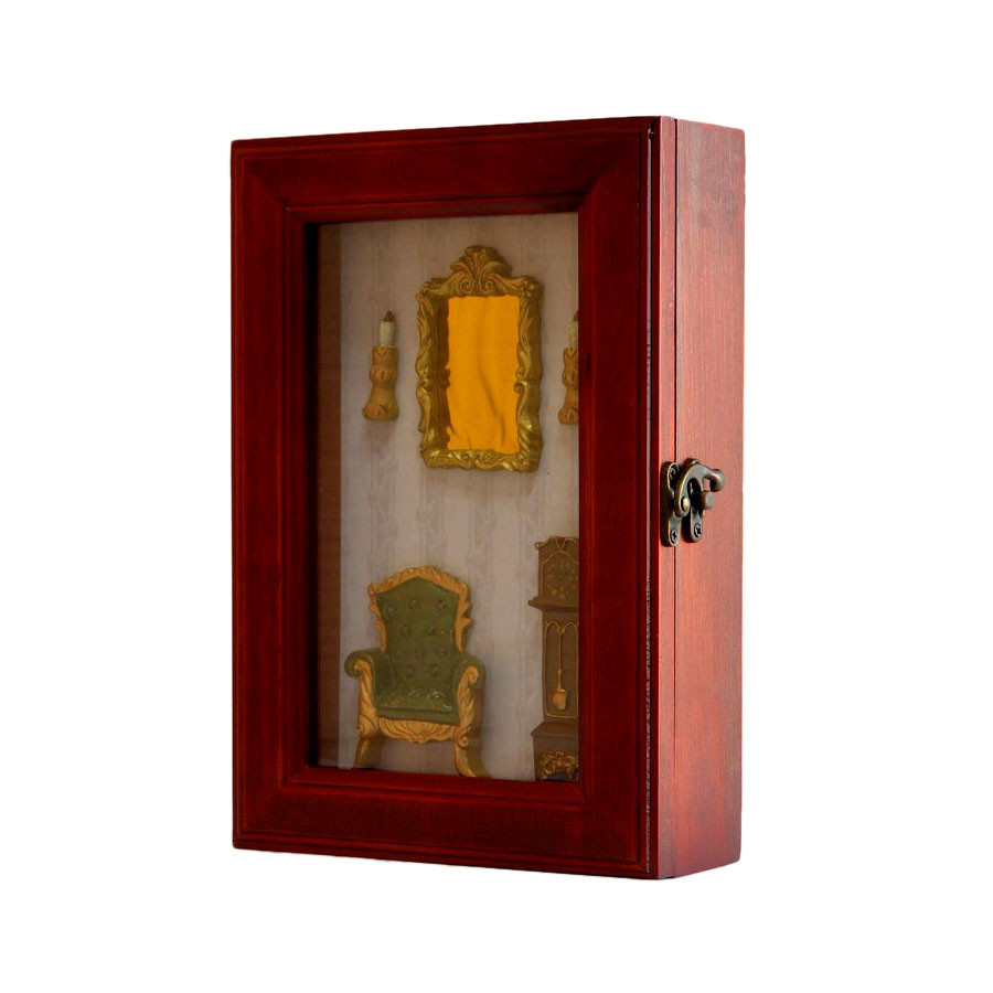 Ключниця настінна, дерев'яна "Зеркало" 25*17*6.5 см (59166 B)