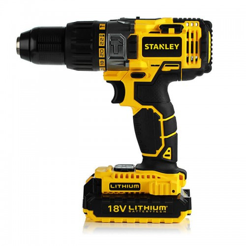ШУРУПОВЕРТ-ДРИЛЬ УДАРНИЙ БЕЗЩІТКОВИЙ АКУМУЛЯТОРНИЙ STANLEY LI-ION 18 1.5 АЧ 55 НМ + 2 АКУМУЛЯТОРА І КЕЙС