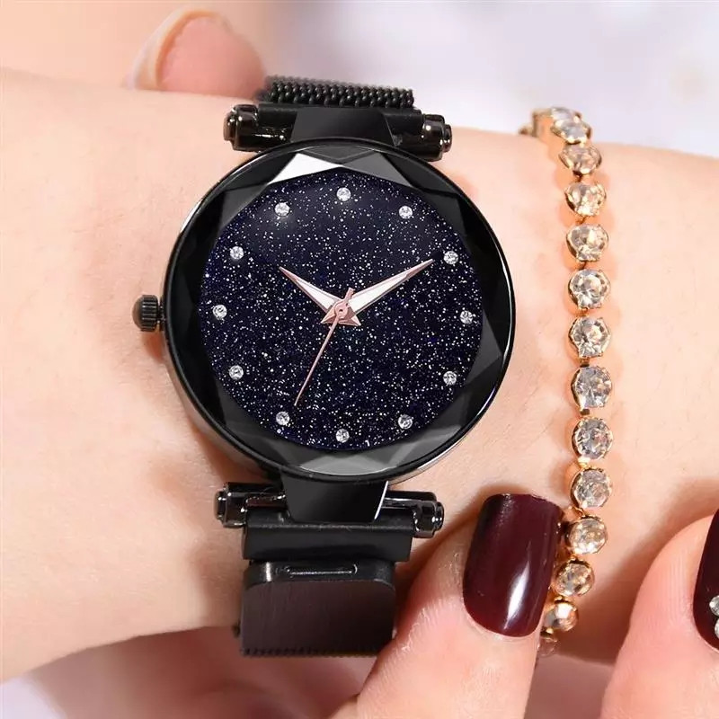 Жіночі годинники на магнітній застібці Starry Sky чорні, жіночий годинник наручні годинники Зоряне небо на магніті, фото 1