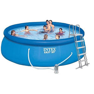 Надувний басейн Intex 26168, 457 х 122 см ( насос-фільтр 3 785 л/год, сходи, тент, підстилка)