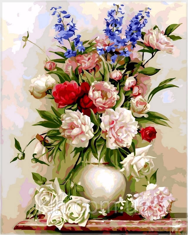 Картина за номерами Babylon Букет у білій вазі VP328 40 х 50 см, фото 1