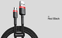 Двухсторонний реверсивный microUSB кабель Baseus Cafule Cable 2m - Black/Red