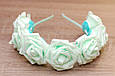 Обруч для волосся / ободок на голову з великими квітами / прикраса Ніжна м'ятний 128, фото 2