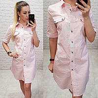 Сукня - сорочка арт 827 рожеве у смужечку