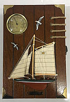 Ключниця настінна, дерев'яна з термометром "Морська" 30*20*4 см (60124В), фото 2