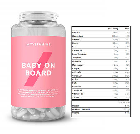 Вітаміни для вагітних жінок MyProtein Myvitamins Baby On Board 30 капс., фото 3