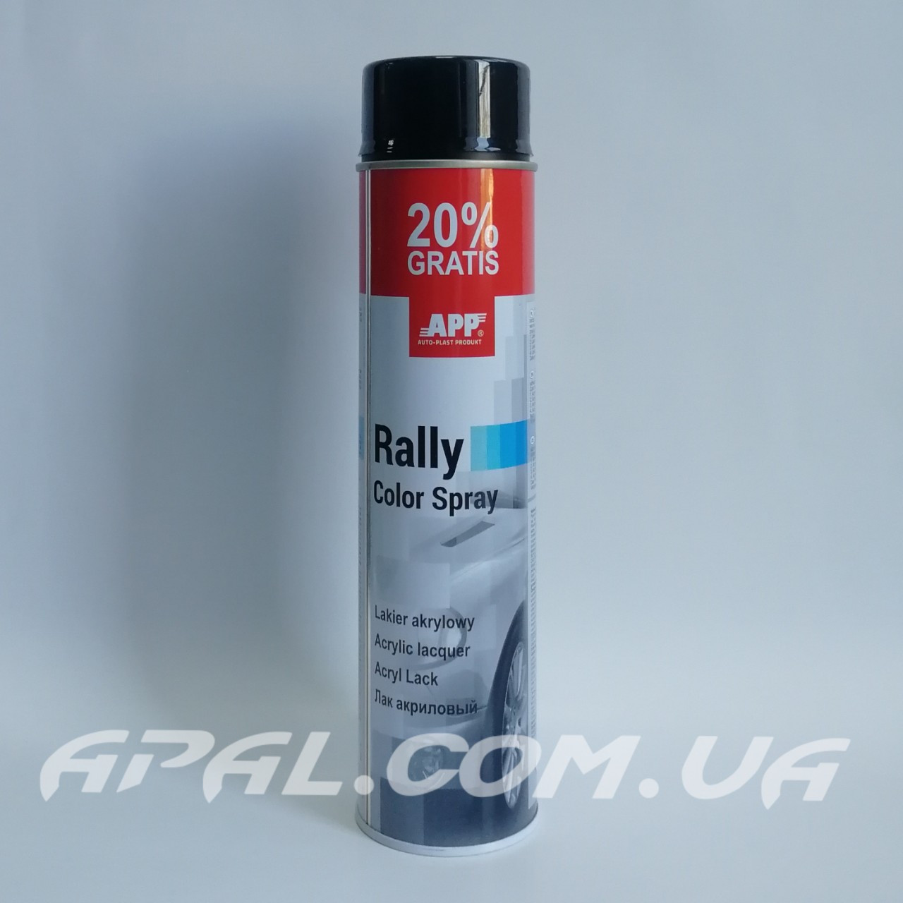 APP Rally Color Емаль акрилова чорна глянсова, 500мл+20%=600мл
