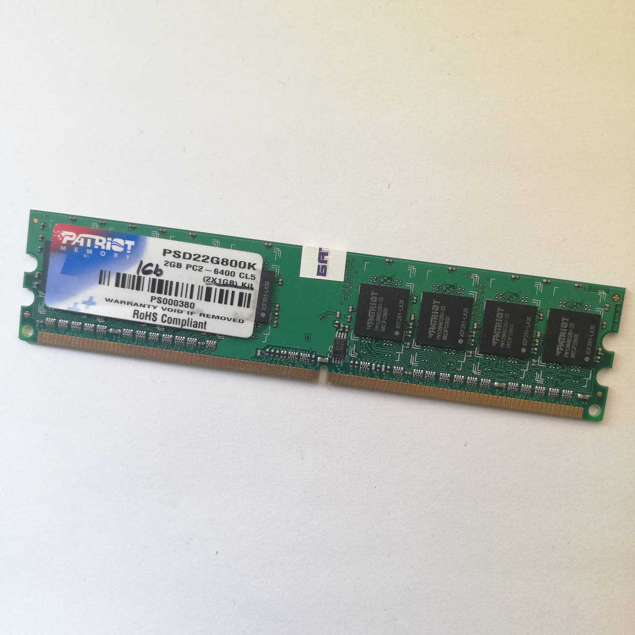 Оперативная память Patriot DDR2 1Gb 800MHz PC2 6400U CL5 (PSD22G800K) Б/У