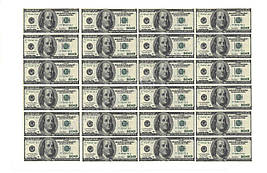Вафельна картинка на торт "Гроші" А4 - 100 доларів (24 купюри)